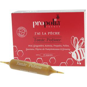 Tonic potion Propolis Miel Gingembre Acèrola & Pollen - 10ampoules-100mL -APIMAB - PROPOLIA