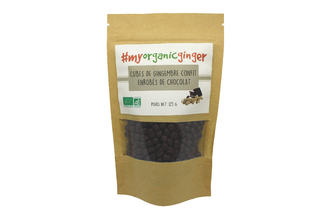 Cubes de gingembre confit enrobés de chocolat - MYORGANICGINGER